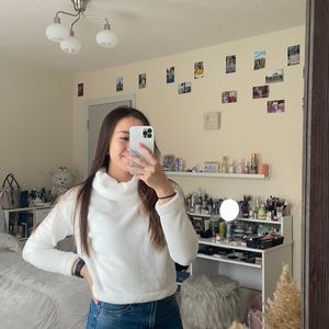 Extra Soft white Plush turtleneck sweater